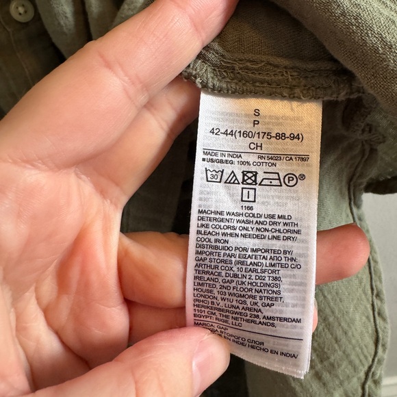 GAP - Sage Green Midi Gauze Dress with Tie Waist - Picture 5 of 6